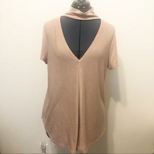 Rose gold Mock neck, VNeck shirt